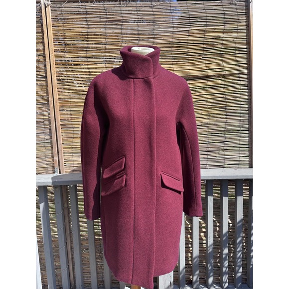 J. Crew Jackets & Blazers - J.Crew Cocoon Coat Italian Stadium Cloth Nello Gori Wool Burgundy Size M